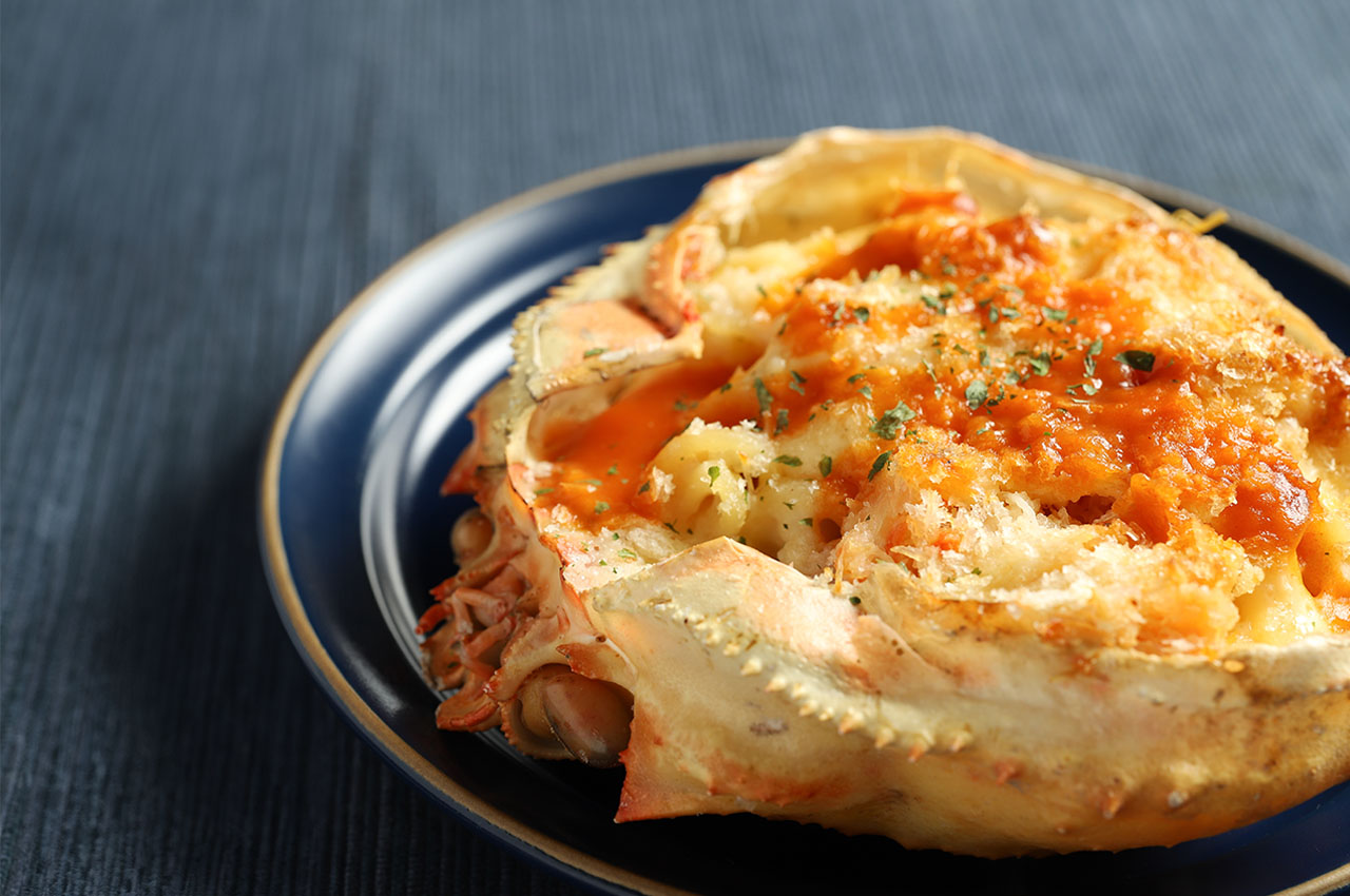 Baked Crab Shell Stuffed with Fresh Crab Meat