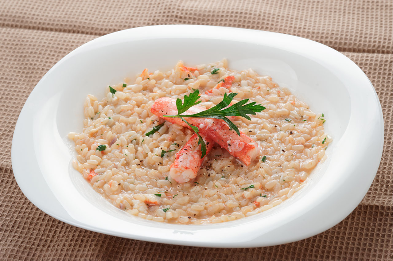Risotto with Crab Meat and Baby Spinach